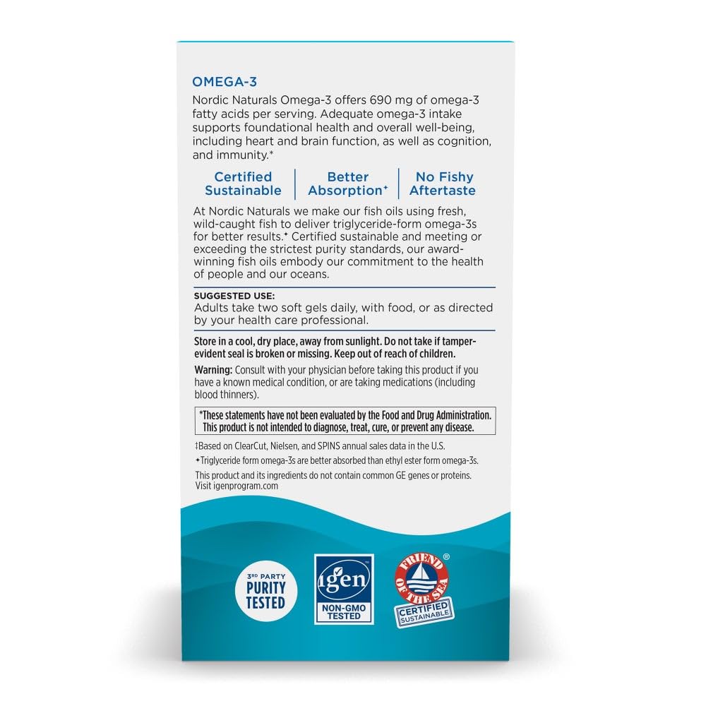 Pre-Order | Arrives in 5–10 Days – Nordic Naturals Omega-3, Lemon Flavor - 90 Soft Gels - 690 mg Omega-3 - Fish Oil - EPA & DHA - Immune Support, Brain & Heart Health, Optimal Wellness - Non-GMO - 45 Servings