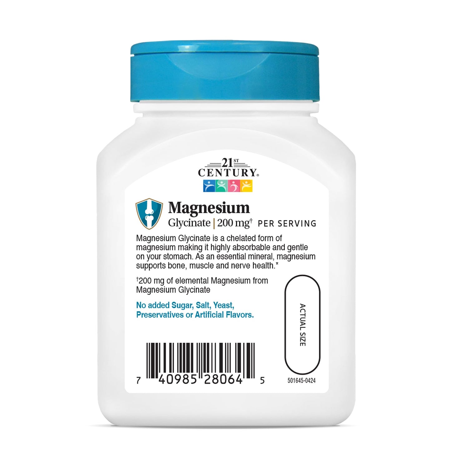 Pre-Order | Arrives in 5–10 Days – 21st Century Magnesium Glycinate 200 mg Capsules per Serving, 90 Count