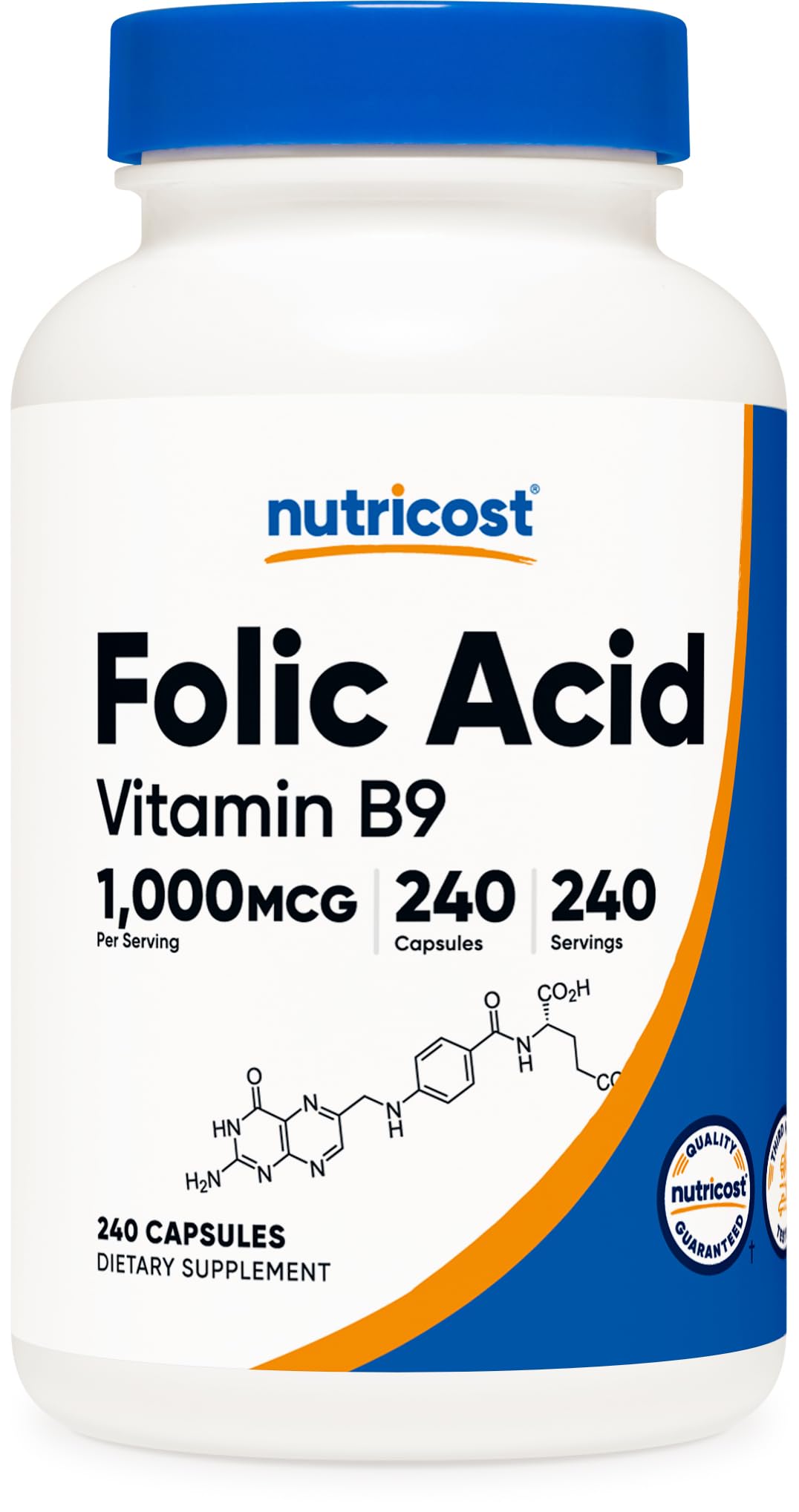 Pre-Order | Arrives in 5–10 Days – 
Nutricost Folic Acid (Vitamin B9) 1000 mcg, 240 Capsules