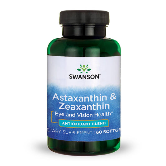 Pre-Order | Arrives in 5–10 Days – Swanson Astaxanthin & Zeaxanthin Eye Vision Brain Skin Health Antioxidant Support Supplement (Astaxanthin 4 mg & OmniXan Zeaxanthin 4 mg) 60 Softgels Sgels