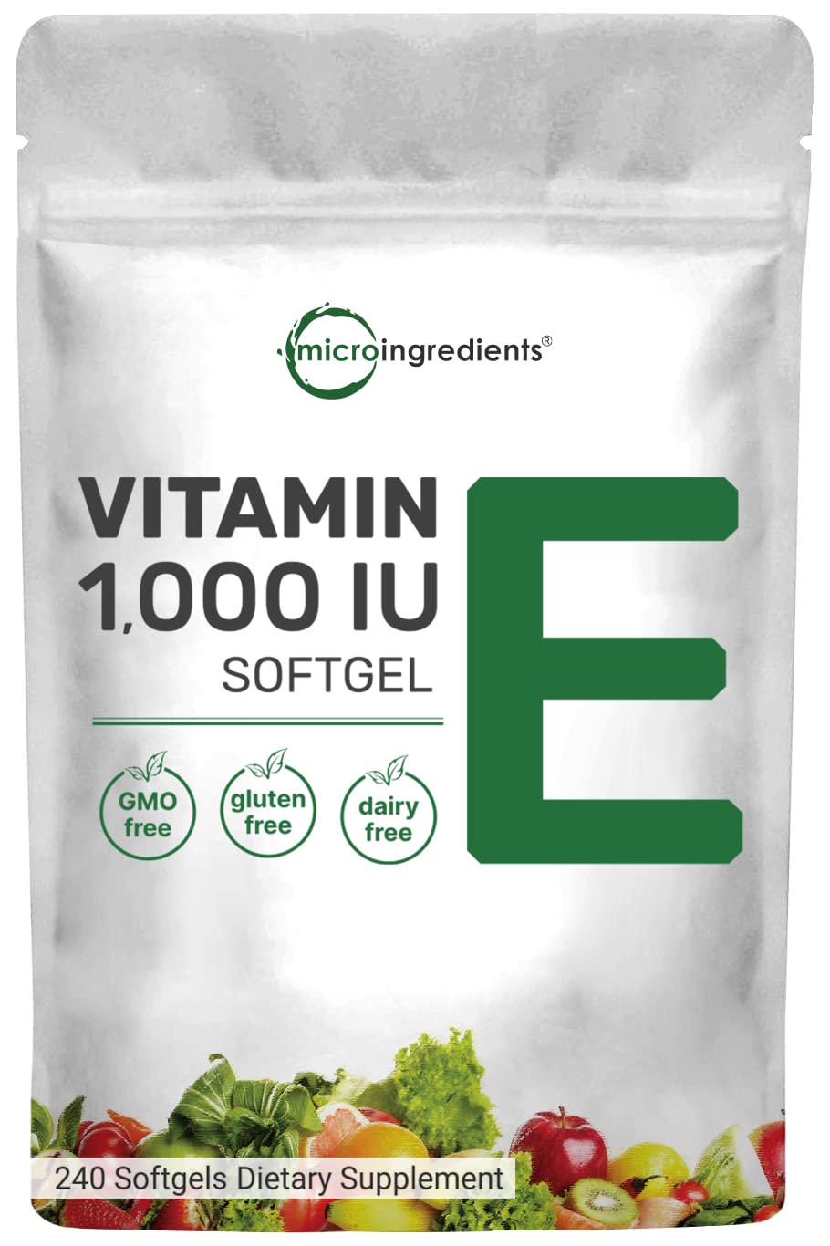 Pre-Order | Arrives in 5–10 Days – Micro Ingredients Vitamin E 1000 IU, 240 Softgels | Pure Vitamin E Oil Pills | Antioxidant Supplements for Skin, Face, & Immune Health | Non-GMO, Gluten Free