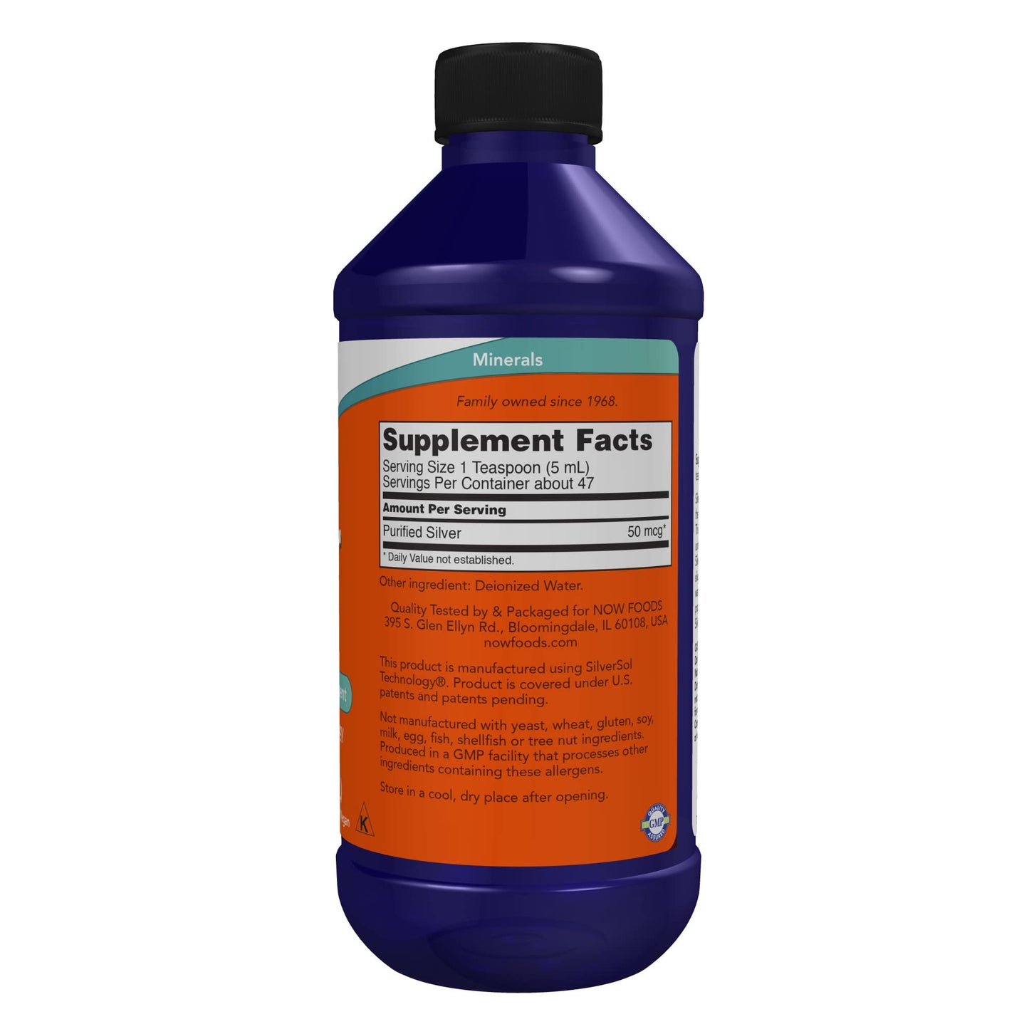 Pre-Order | Arrives in 5–10 Days – NOW Foods Supplements, Silver Sol 10 PPM with Elemental Silver and Deionized Water, Liquid, 8-Ounce