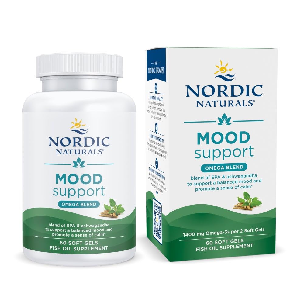 Pre-Order | Arrives in 5–10 Days – Nordic Naturals Mood Support Omega Blend - Unflavored - 60 Soft Gels - 1400 mg Omega-3 Supplement with EPA & DHA - Promotes Balanced Mood and Serenity - Non-GMO - 30 Servings