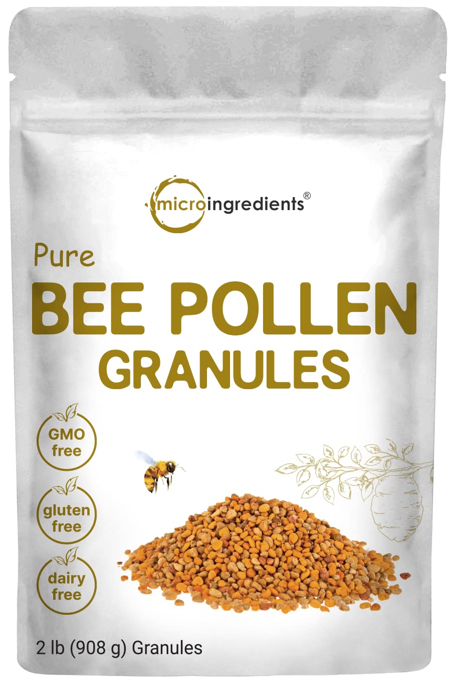 Pre-Order | Arrives in 5–10 Days – Micro Ingredients Pure Bee Pollen Granules, 2lbs | Fresh Harvest, Natural Superfood, Raw Sweet Flavor | Rich in B Vitamins, Minerals, Protein, & Antioxidants | Keto, Non-GMO