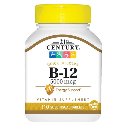 Pre-Order | Arrives in 5–10 Days – 21st Century B-12 5000 mcg Tablets Sublingual - 110 ct, Pack of 6