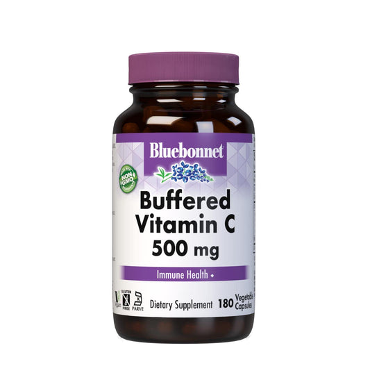 Pre-Order | Arrives in 5–10 Days – BlueBonnet Nutrition Buffered Vitamin C-500 mg Vegetable Capsules, Buffered Calcium Ascorbate, For Immune Health, Soy Free, Gluten Free, Non-GMO, Kosher, Dairy Free, Vegan, 180 Vegetable Capsules