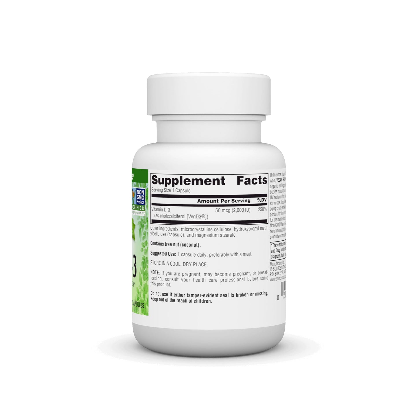 Pre-Order | Arrives in 5–10 Days – Source Naturals Vegan True, Non-GMO Vitamin D-3, Dietary Supplement for Immune and Bone Health*, 2,000 IU - 30 Capsules