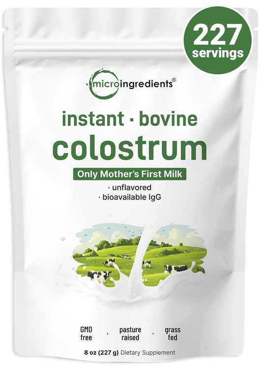 Pre-Order | Arrives in 5–10 Days – Instant Freeze-Dried Bovine Colostrum Powder, 8oz (227 Servings) | Premium Mother’s First Milk | Natural IgG & IgA | Grass-Fed Source | Immune Support & Gut Health Superfood | Unflavored, Non-GMO, Gluten Free