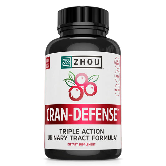 Pre-Order | Arrives in 5–10 Days – Zhou Cran-Defense - Cranberry Pills for Women & Men, D Mannose with Cranberry Extract, 1000 mg D-Mannose Per Capsule for Urinary Tract Health, Antioxidant Support - 60 Veggie Capsules