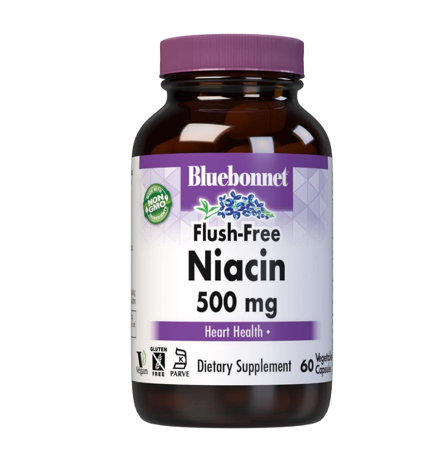Pre-Order | Arrives in 5–10 Days – Bluebonnet Nutrition Flush-Free Niacin 500mg, for Nutritional Cardiovascular Support*, Soy-Free, Gluten-Free, Non-GMO, Kosher Certified, Dairy-Free, Vegan, 60 Vegetable Capsules, 60 Servings