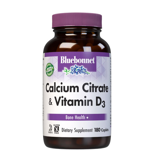 Pre-Order | Arrives in 5–10 Days – Bluebonnet Calcium Citrate with Vitamin D3 - Daily Bone Health & Strength Plus Immune Support* 1000mg Calcium Supplement for Women & Men - Non-GMO, Gluten-Free - 180 Caplets