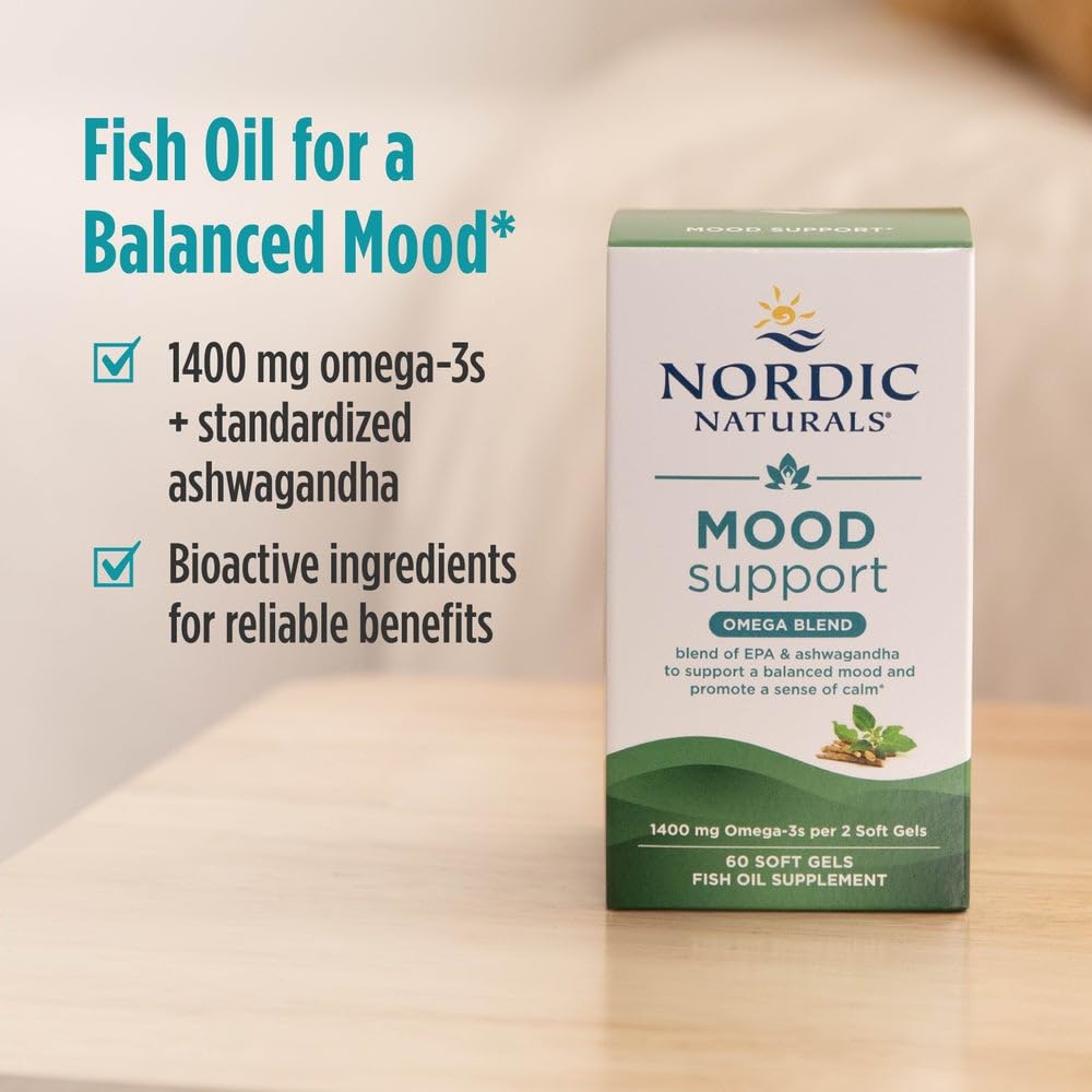 Pre-Order | Arrives in 5–10 Days – Nordic Naturals Mood Support Omega Blend - Unflavored - 60 Soft Gels - 1400 mg Omega-3 Supplement with EPA & DHA - Promotes Balanced Mood and Serenity - Non-GMO - 30 Servings