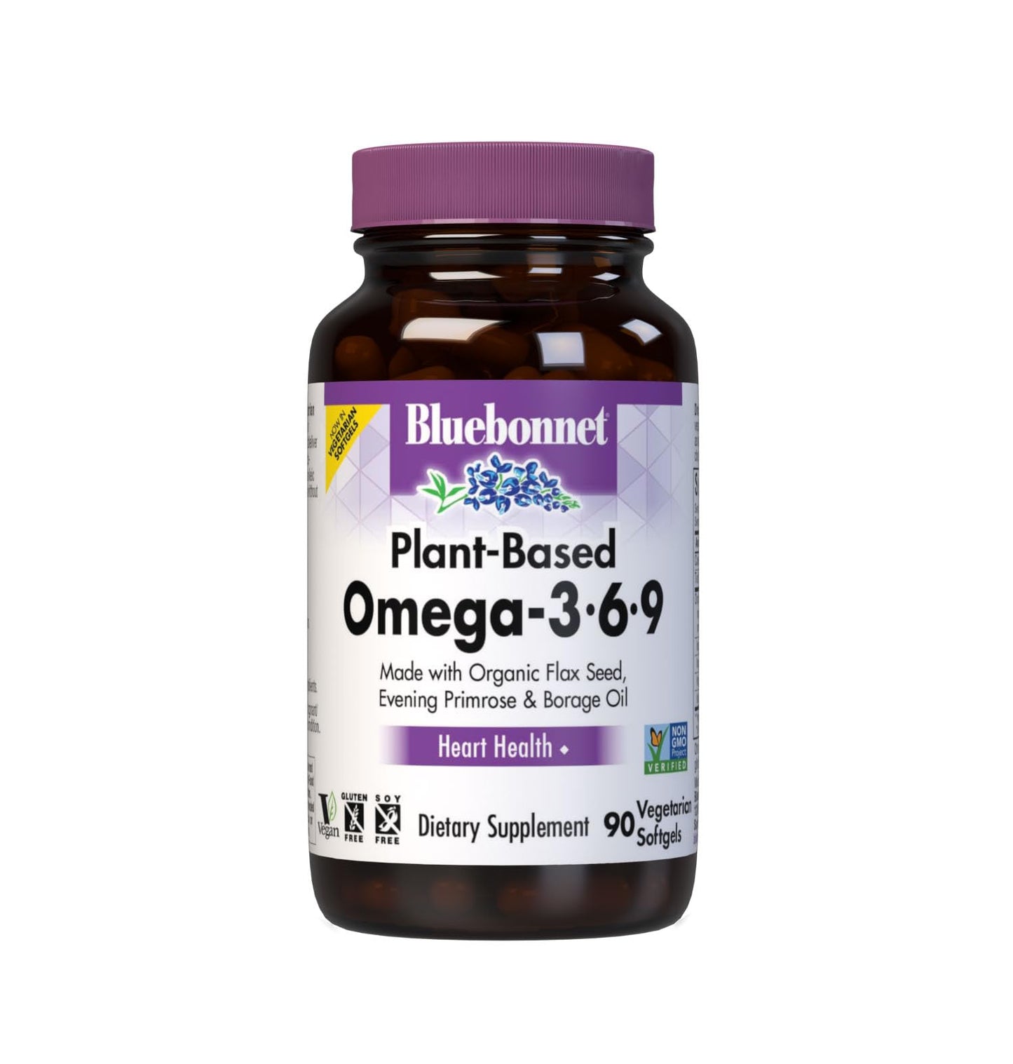 Pre-Order | Arrives in 5–10 Days – Bluebonnet Nutrition Plant Based Omega 3-6-9-1000 mg – for Heart Health* – Highly Absorbable Cold Pressed Oil – Non-GMO Project Verified, Vegan – Free of Gluten, Soy & Milk - 90 Softgels, 90 Serving