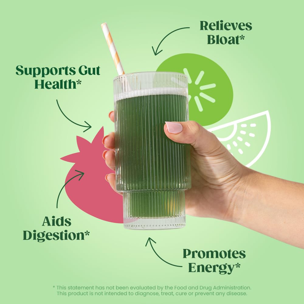 Pre-Order | Arrives in 5–10 Days – 
Bloom Nutrition Superfood Greens Powder, Digestive Enzymes with Probiotics and Prebiotics, Gut Health, Bloating Relief for Women, Chlorella, Juice Mix with Beet Root Powder, 25 SVG, Strawberry Kiwi