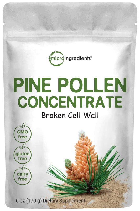Pre-Order | Arrives in 5–10 Days – Micro Ingredients Pure Pine Pollen Powder, 6 Ounce, Wild Harvest an Broken Cell Wall, Supports Immune System Health, Boosts Energy, Antioxidant & Androgenic, No GMOs, Vegan Friendly