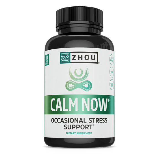 Pre-Order | Arrives in 5–10 Days – Zhou Calm Now - Calm Supplement, Calm Vitamins for Women & Men, Pills to Relax for Adults with GABA & Ashwagandha, Stress & Focus Support - 60 Veggie Capsules