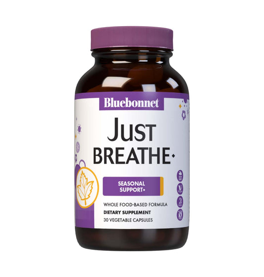 Pre-Order | Arrives in 5–10 Days – Bluebonnet Nutrition JustBreathe, Seasonal Support*, Non-GMO, Kosher Certified, Gluten-Free, Soy-Free, Dairy-Free, 30 Vegetable Capsules, 15 Servings