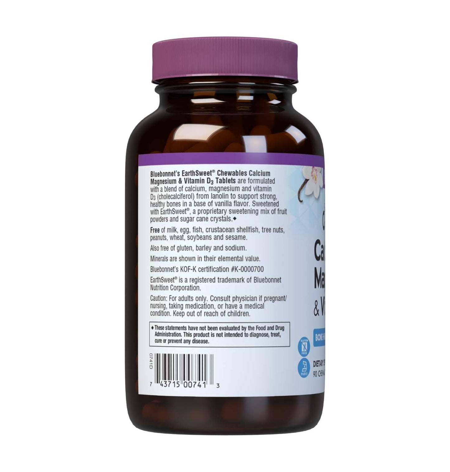 Pre-Order | Arrives in 5–10 Days – Bluebonnet Nutrition Calcium Magnesium Plus Vitamin D3 Earthsweet, Bone Health & Muscle Relaxation, Soy-Free, Gluten-Free, Kosher Certified, Dairy-Free, 90 Vanilla Flavored Chewable Tablets