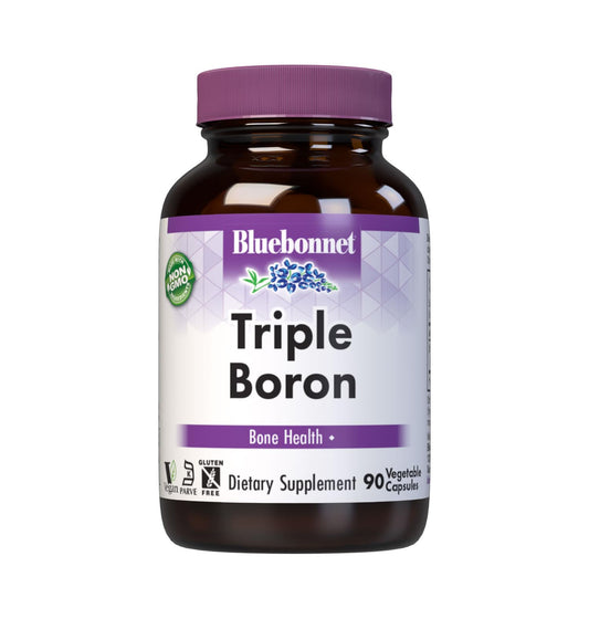 Pre-Order | Arrives in 5–10 Days – Bluebonnet Triple Boron 3 mg Trace Mineral Bone Support - Boron Supplement for Men & Women with Citrate Aspartate & Glycinate - Vegan, Non-GMO - 90 Vegetarian Capsules, 90 Day Supply
