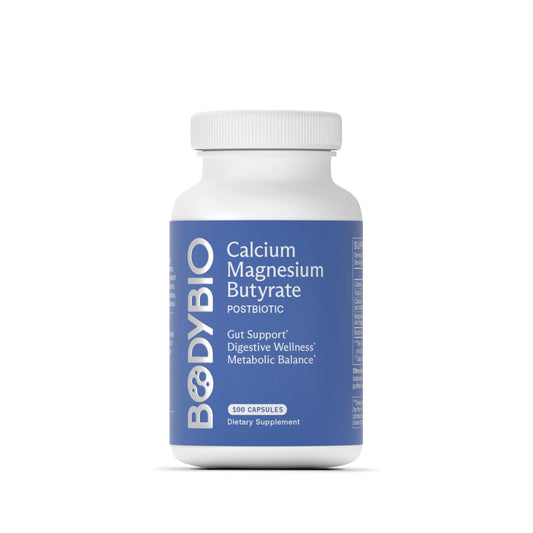 Pre-Order | Arrives in 5–10 Days – BodyBio Calcium Magnesium Butyrate - Postbiotic for Gut Health, Leaky Gut Repair, Digestive Support, Bloating Relief, & Microbiome Balance - Butyric Acid Supplement for GI Wellness