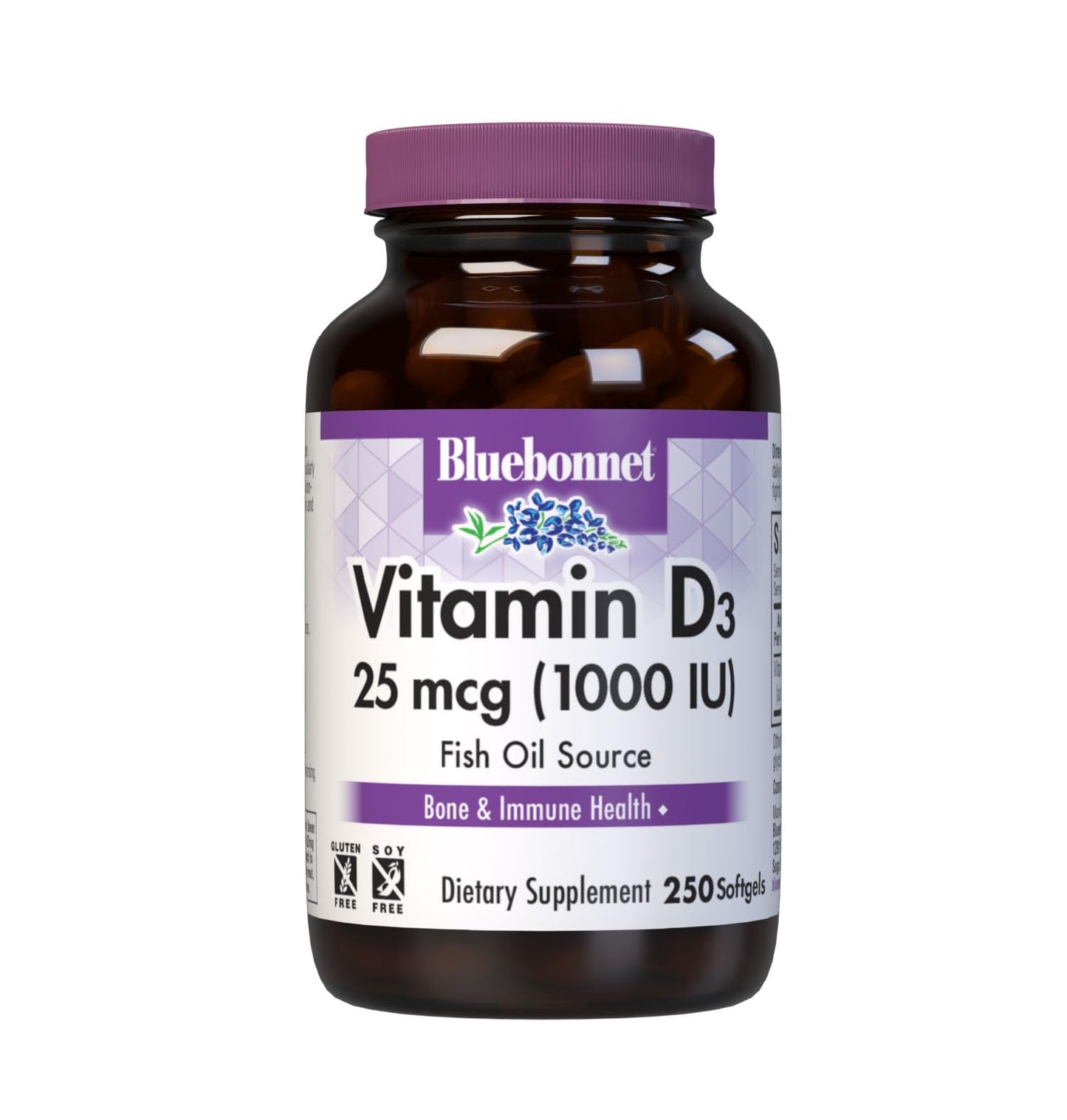 Pre-Order | Arrives in 5–10 Days – Bluebonnet Nutrition Vitamin D3 1000 IU Softgels, Aids in Muscle and Skeletal Growth, Cholecalciferol from Fish Oil, Non GMO, Gluten Free, Soy Free, Dairy Free, 250 Softgels