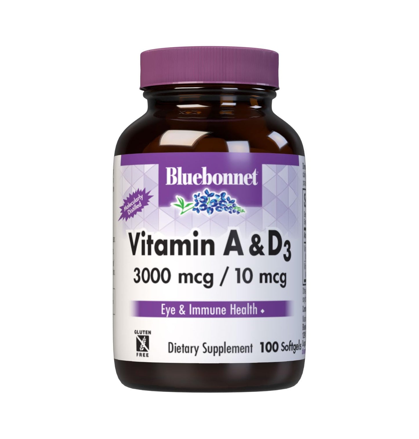 Pre-Order | Arrives in 5–10 Days – Bluebonnet Nutrition Vitamin A & D3 10,000 IU/400 IU from Deep Sea, Cold Water, Fish Oil - For Eye Health & Immune Function* - Gluten Free -Dairy Free -Molecularly Distilled -100 Softgel/100 Servings