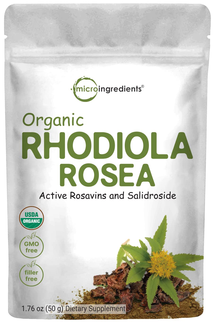 Pre-Order | Arrives in 5–10 Days – Micro Ingredients Organic Rhodiola Rosea Root Extract, 50g Powder | Adaptogenic Herb Based Supplement with Active Rosavins & Salidrosides | Supports Energy & Relaxation | No GMOs, Filler Free