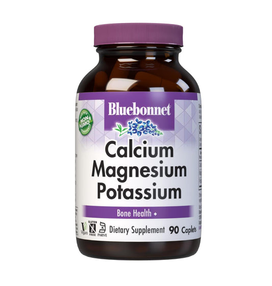 Pre-Order | Arrives in 5–10 Days – Bluebonnet Calcium Magnesium Potassium Supplement for Women & Men - Supports Healthy Bones - Calcium 1000mg Mineral Supplement Chelate Form - Non-GMO, Vegan, Gluten-Free – 90 Caplets