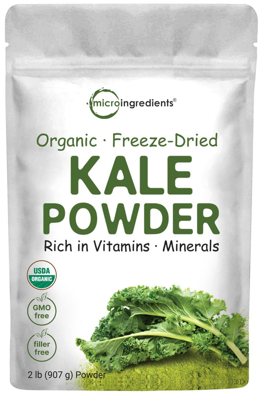 Pre-Order | Arrives in 5–10 Days – Sustainably US Grown, Organic Kale Powder, 2 Pounds | Fresh Freeze Dried Source | Nutrient-Dense Greens Superfood | Kale Tea and Green Drink Mix | 907 Servings, No GMOs, Vegan Friendly