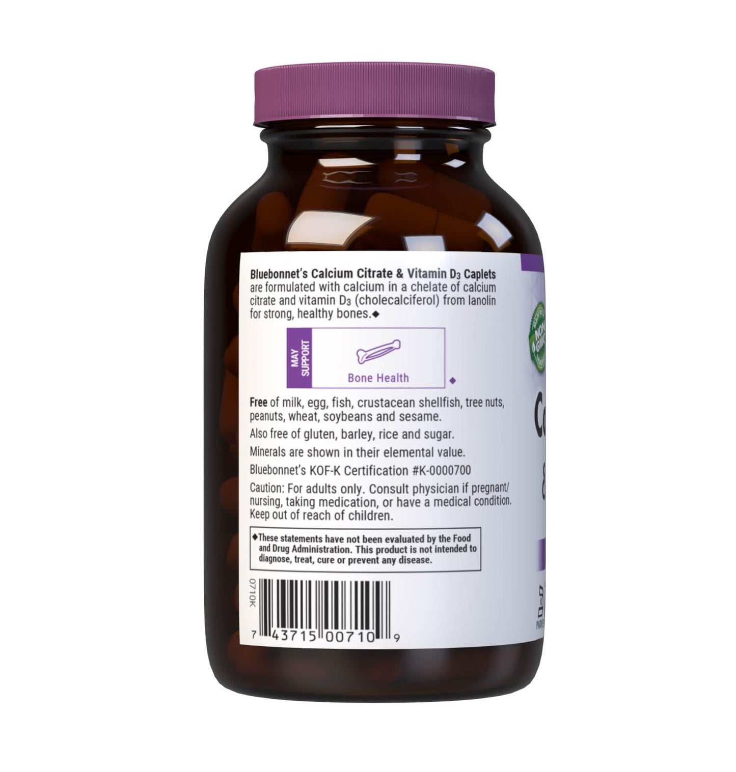 Pre-Order | Arrives in 5–10 Days – Bluebonnet Nutrition Calcium Citrate & Vitamin D3, Bone Health*, Non-GMO, Kosher Parve, Gluten-Free, Soy-Free, 90 Caplets, 22.5 Servings