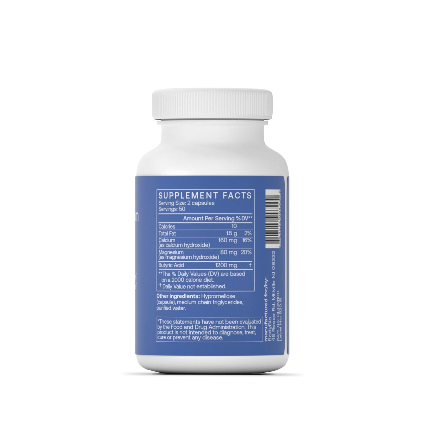 Pre-Order | Arrives in 5–10 Days – BodyBio Calcium Magnesium Butyrate - Postbiotic for Gut Health, Leaky Gut Repair, Digestive Support, Bloating Relief, & Microbiome Balance - Butyric Acid Supplement for GI Wellness