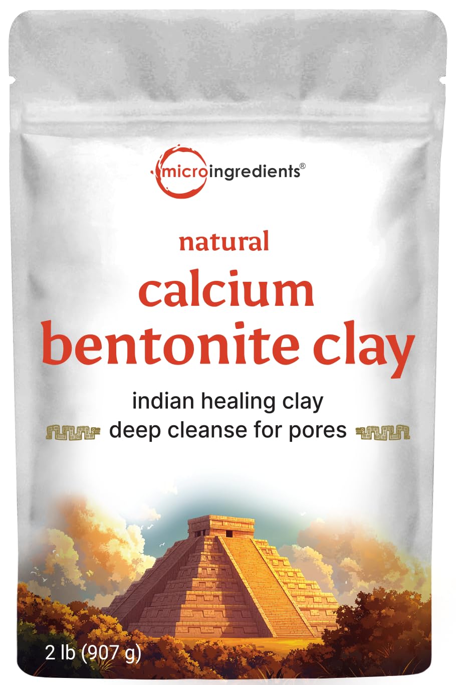 Pre-Order | Arrives in 5–10 Days – Micro Ingredients Natural Calcium Bentonite Clay Powder, 2lbs | Pure Indian Healing Clay for Body Detox & Deep Pore Cleanser | Great for Skin Care + Body & Face Mask | Gentle Absorption