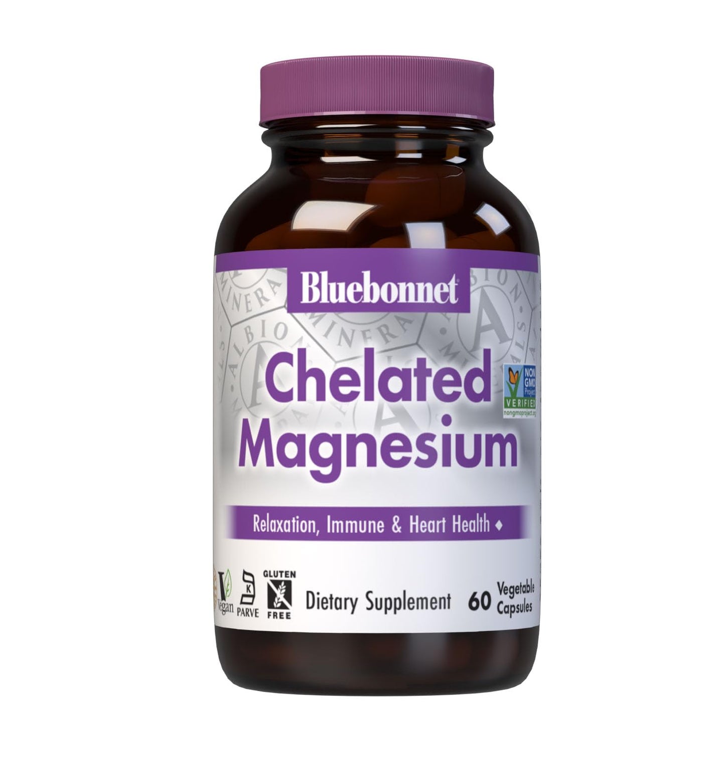 Pre-Order | Arrives in 5–10 Days – Bluebonnet Nutrition Albion Chelated Magnesium Vegetable Capsule, 200 mg, Stress Relief, Vegan, Non GMO, Gluten Free, Soy Free, Milk Free, Kosher, 60 Vegetable Capsule, 1 Month Supply
