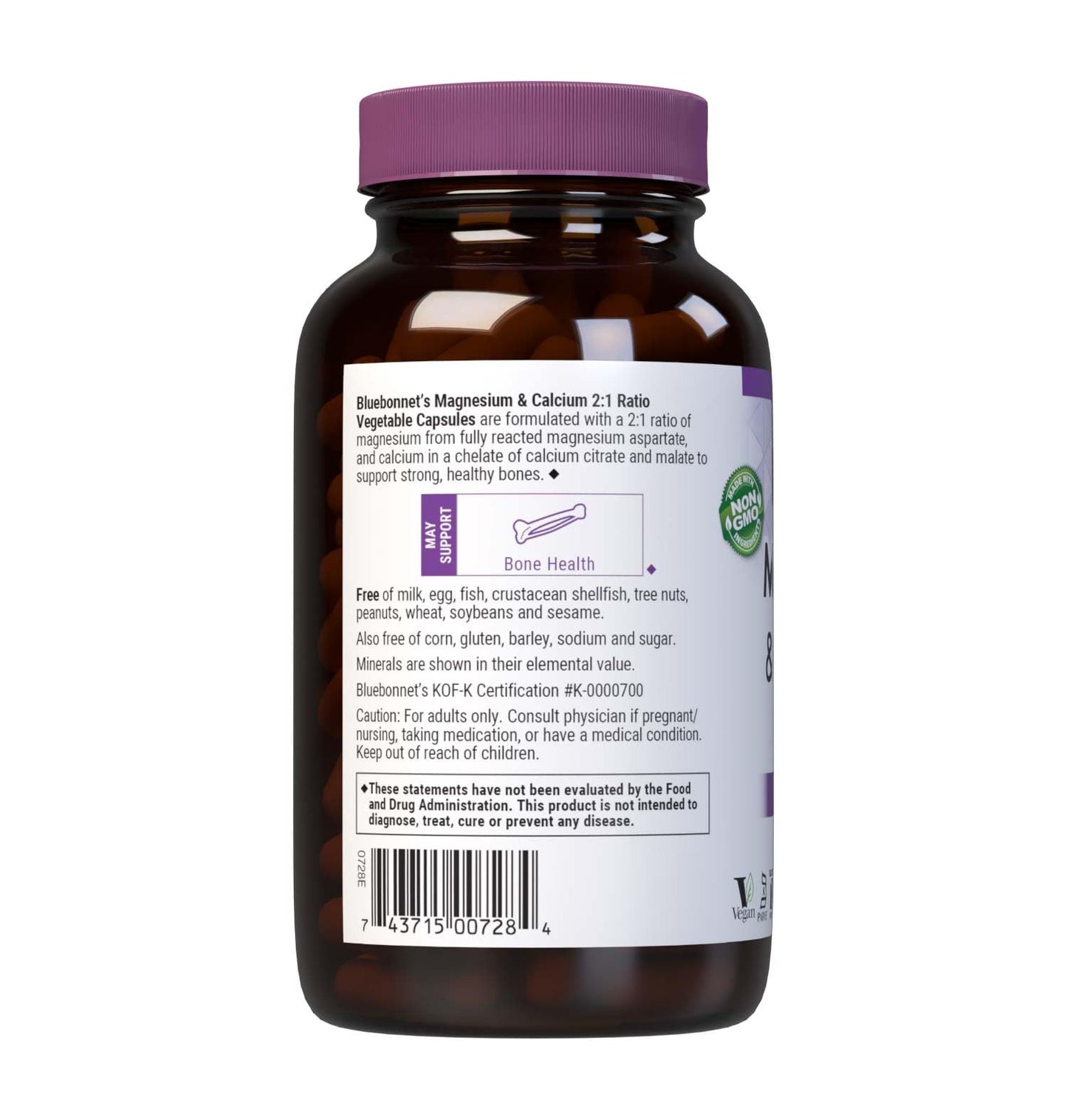 Pre-Order | Arrives in 5–10 Days – Bluebonnet Nutrition Magnesium & Calcium 2:1 Ratio, Bone Health*, Non-GMO, Vegan, Kosher Certified, Gluten-Free, Soy-Free, Dairy-Free, 180 Vegetable Capsules, 60 Servings