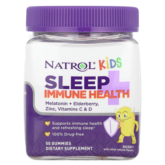 Pre-Order | Arrives in 5–10 Days – Natrol Kids, Sleep + Immune Health, Berry, 50 Gummies