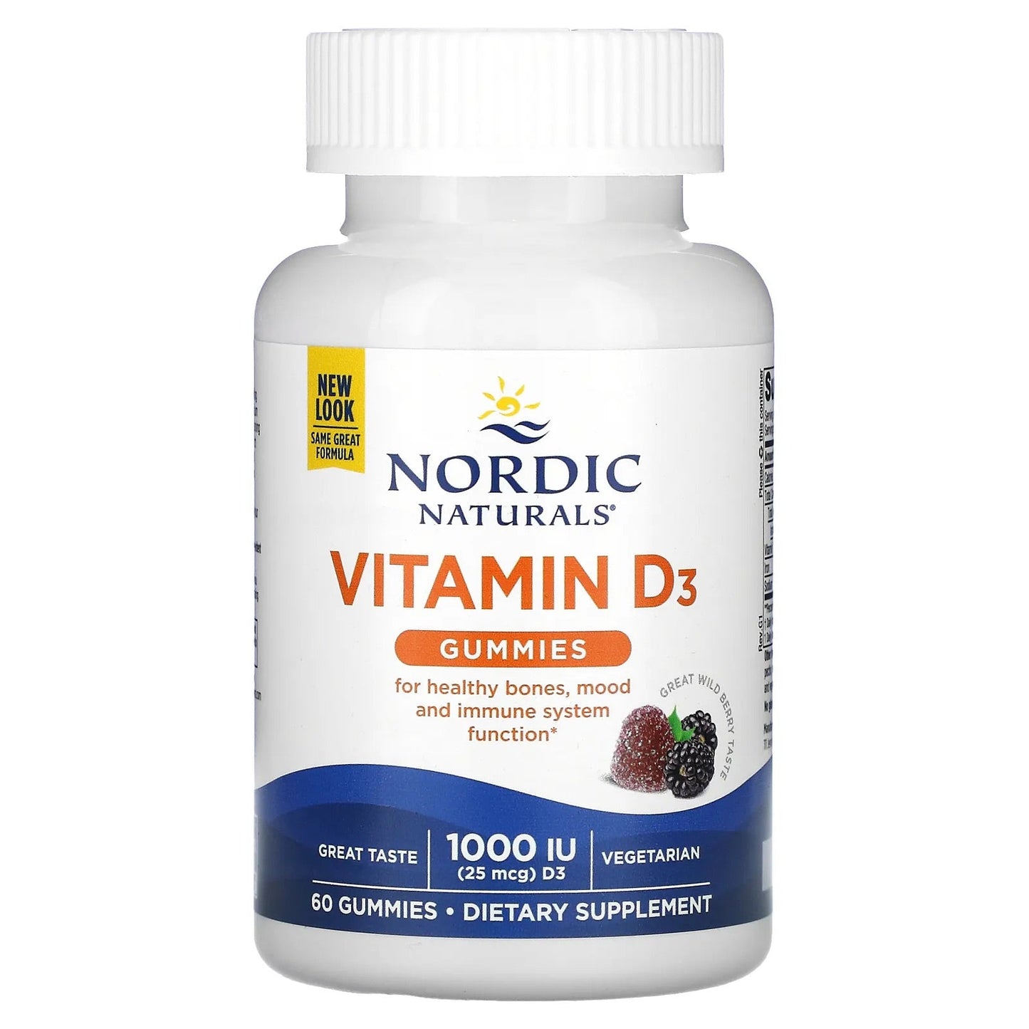 Pre-Order | Arrives in 5–10 Days – Nordic Naturals
Vitamin D3 Gummies, Wild Berry, 25 mcg (1,000 IU), 60 Gummies