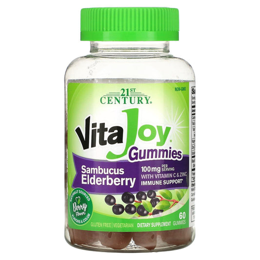 Pre-Order | Arrives in 5–10 Days – 21st Century VitaJoy Sambucus Elderberry Gummies, Berry, 60 Count