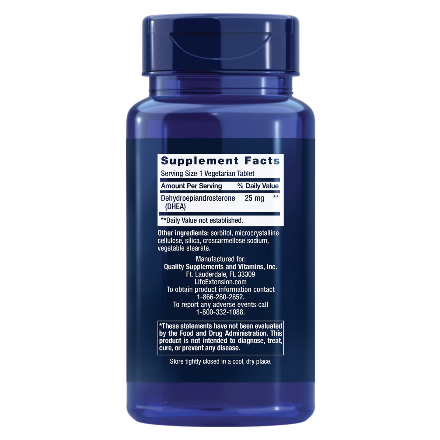 Pre-Order | Arrives in 5–10 Days – Life Extension DHEA 25 mg – For Hormone Balance, Immune Support, Sexual Health and Anti-Aging - Supports Memory & Mood - Non-GMO, Gluten-Free, Vegetarian - 100 Dissolve-In-Mouth Tablets