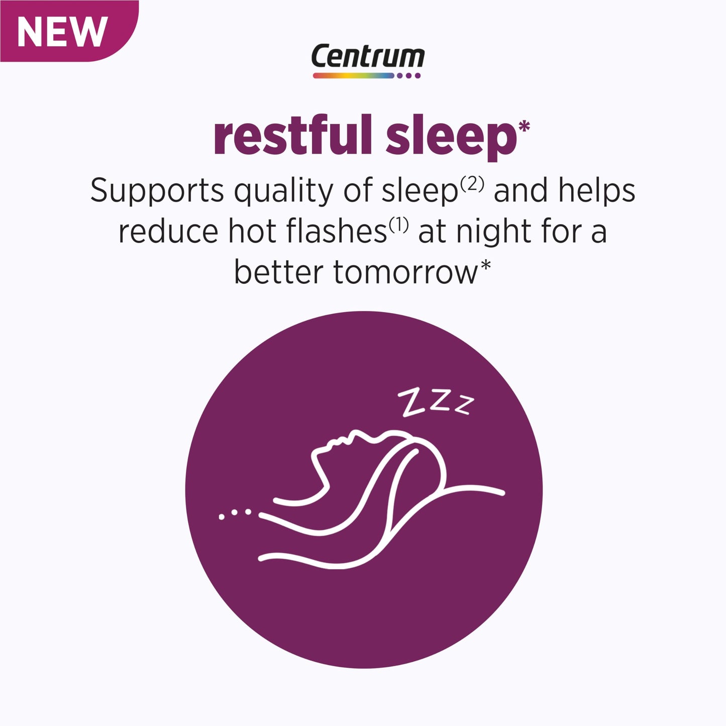 Pre-Order | Arrives in 5–10 Days – Centrum Restful Sleep Menopause Support Tablets, Supplement with Clinically Studied DailyZz and geniVida, 28 Count