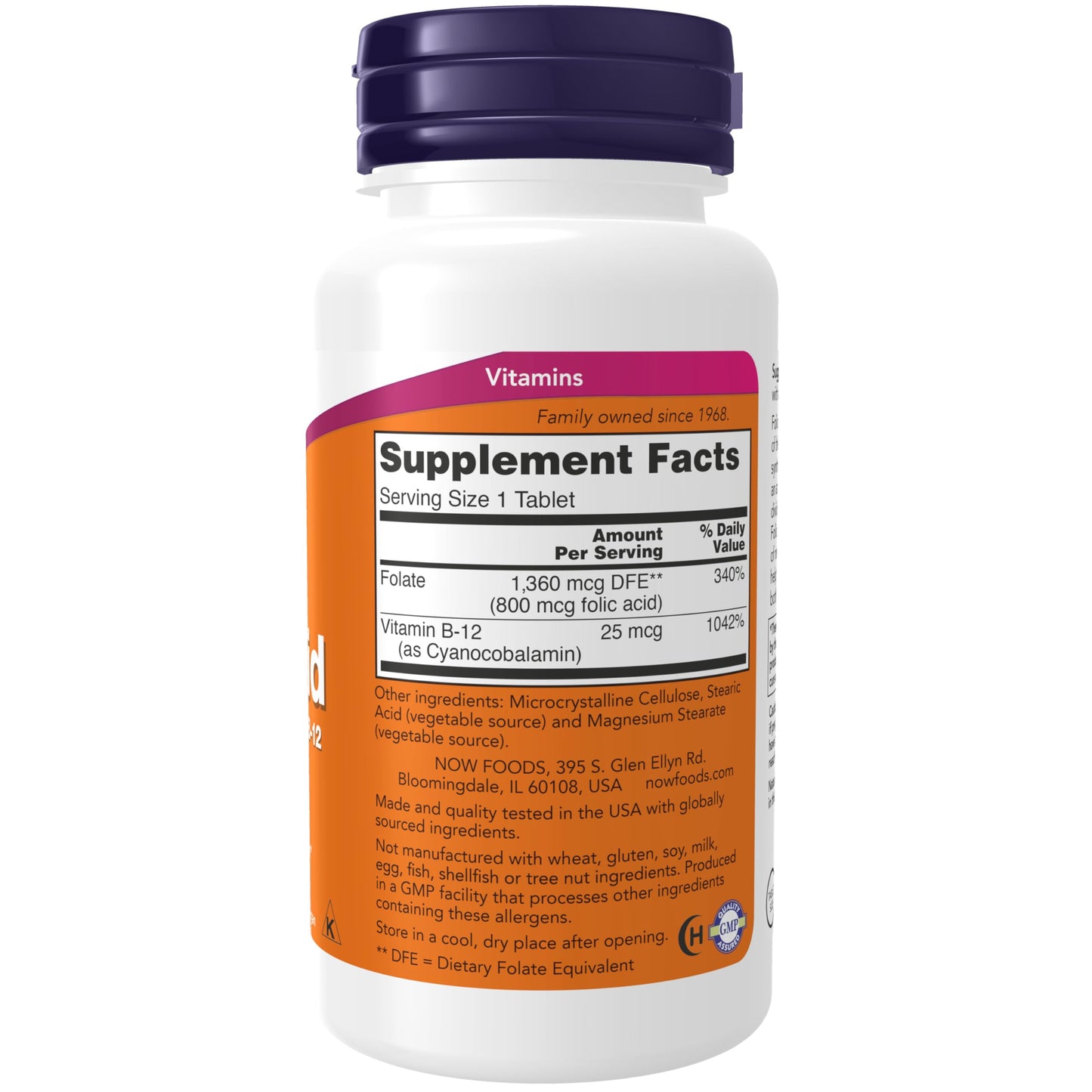 Pre-Order | Arrives in 5–10 Days – NOW Foods Supplements, Folic Acid 800 mcg + B-12 (Cyanocobalamin) 25 mcg, B Complex Vitamin, 250 Tablets