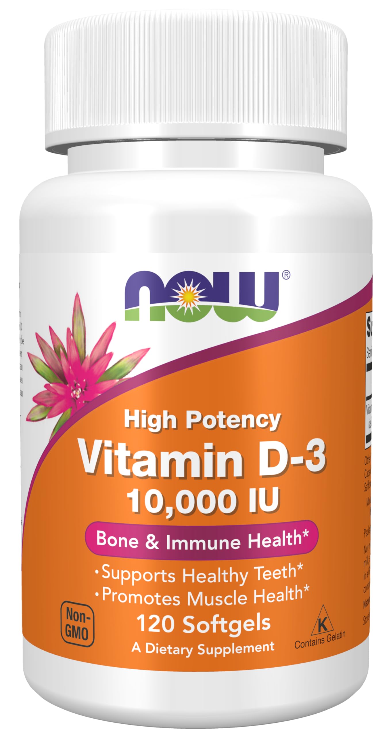 Pre-Order | Arrives in 5–10 Days – NOW Foods Supplements, Vitamin D-3 10,000 IU, Highest Potency, Structural Support*, 120 Softgels