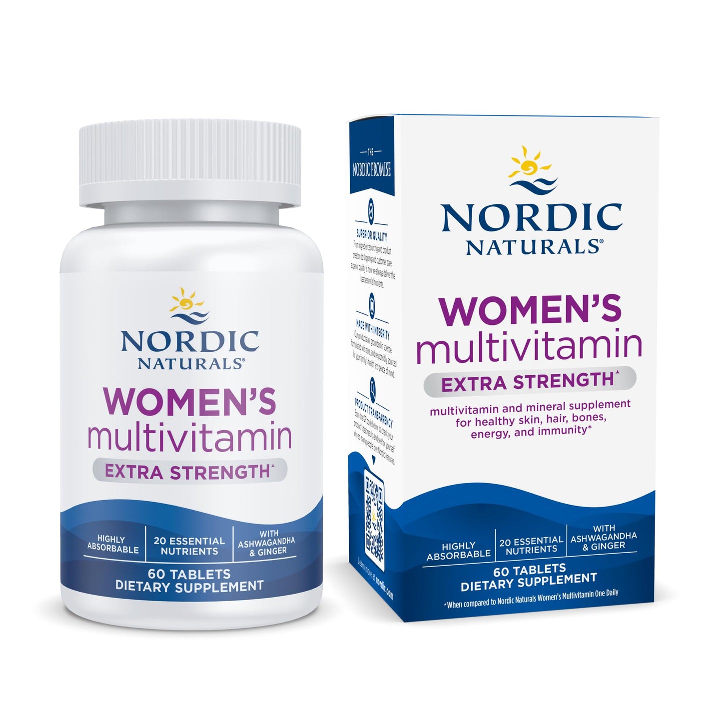 Pre-Order | Arrives in 5–10 Days – Nordic Naturals Women’s Multivitamin Extra Strength - Skin, Hair, Energy, & Bone Support - Immunity Supplement - 20 Essential Nutrients - 60 Tablets - 30 Servings