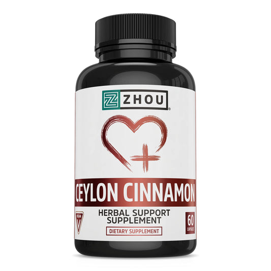 Pre-Order | Arrives in 5–10 Days – Zhou Heart Hero Ceylon Cinnamon - Ceylon Cinnamon Capsules for Women and Men, Cinnamon Verum Supplement with 1200 mg Per Serving for Heart and Joint Health - 60 Veggie Capsules
