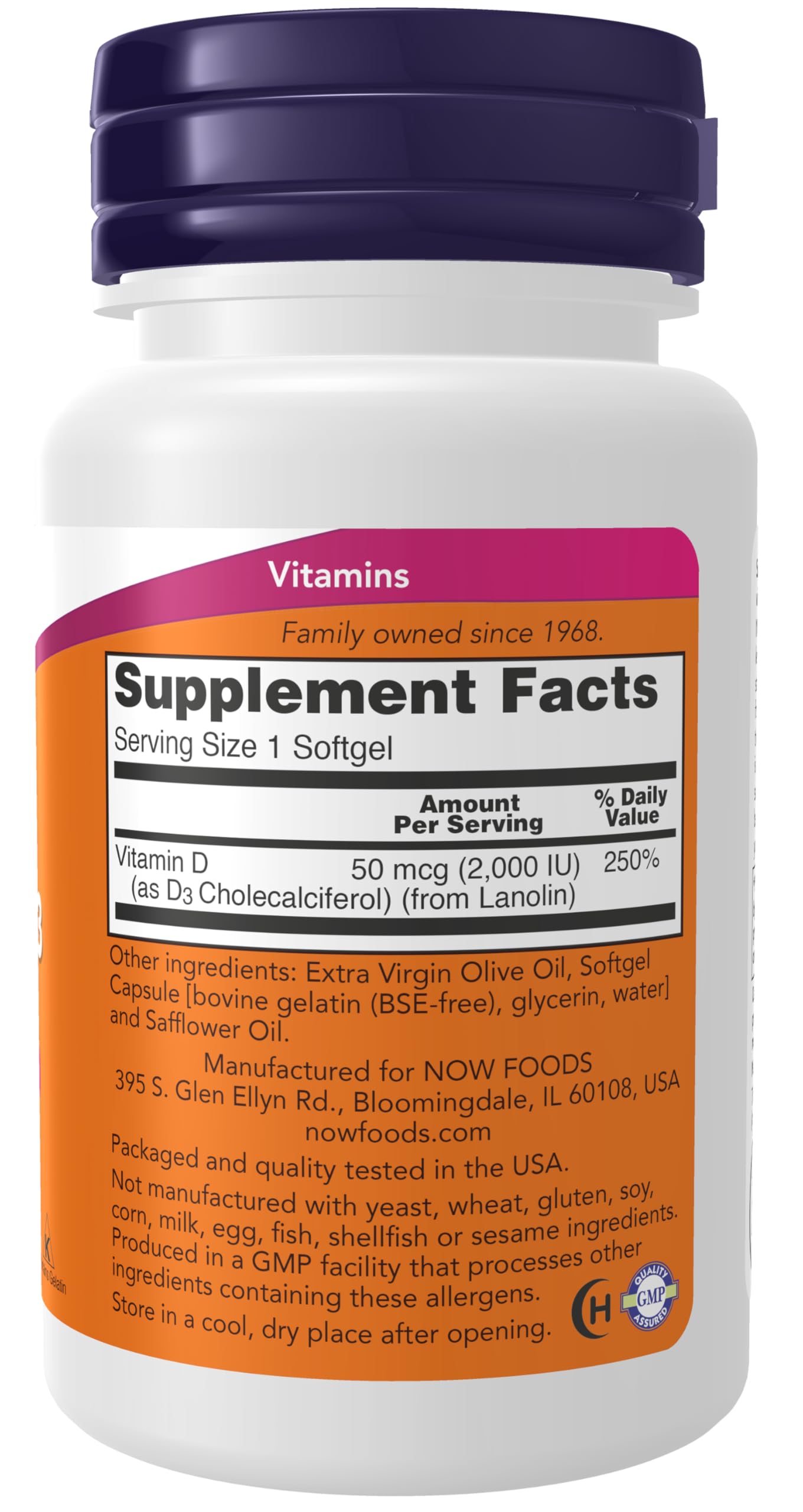 Pre-Order | Arrives in 5–10 Days – NOW Foods Supplements, Vitamin D-3 2,000 IU, High Potency, Structural Support*, 120 Softgels