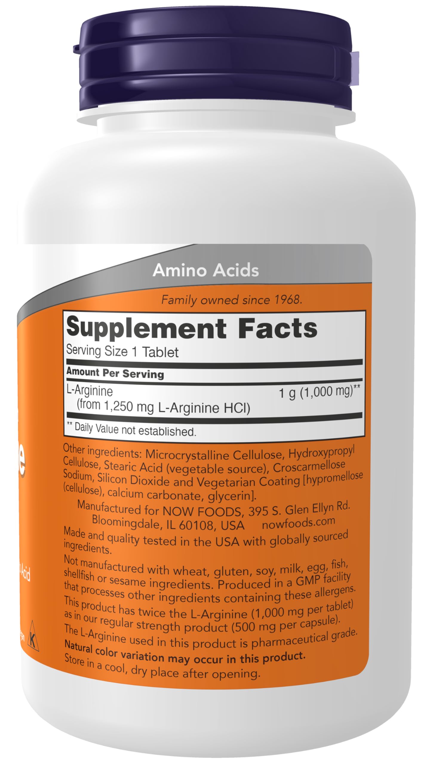 Pre-Order | Arrives in 5–10 Days – NOW Foods Supplements, L-Arginine 1,000 mg, Nitric Oxide Precursor*, Amino Acid, 120 Tablets
