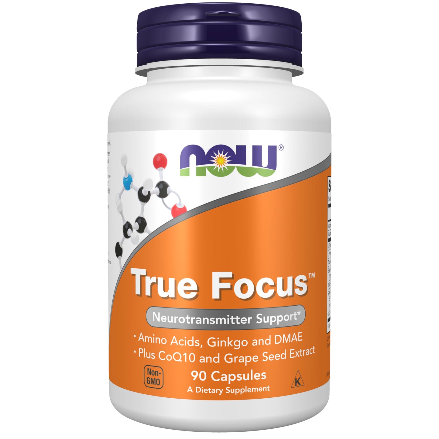Pre-Order | Arrives in 5–10 Days – NOW Foods Supplements, True Focus™ with Amino Acids, Ginkgo, DMAE + CoQ10 and Grape Seed Extract , 90 Veg Capsules