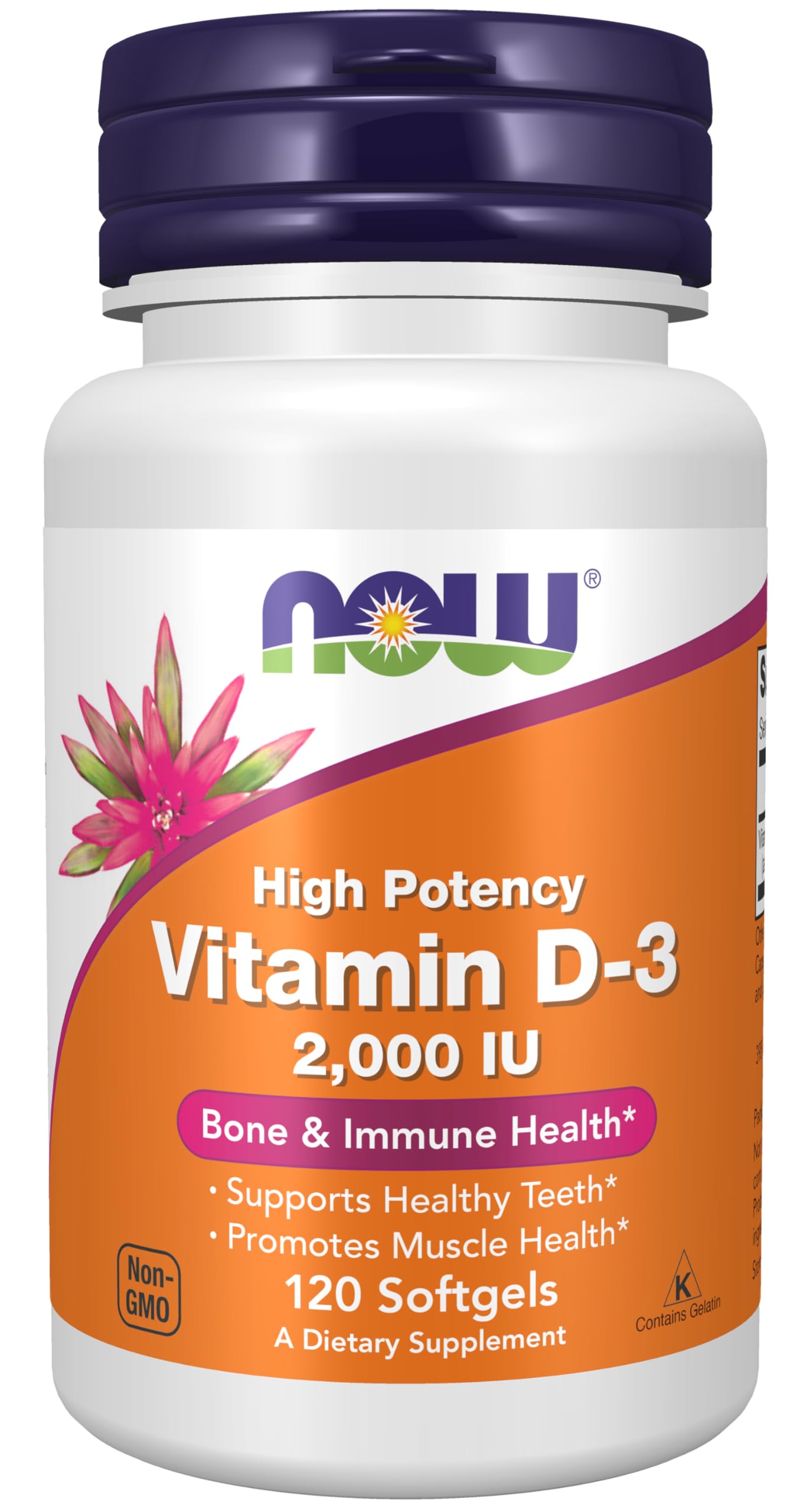 Pre-Order | Arrives in 5–10 Days – NOW Foods Supplements, Vitamin D-3 2,000 IU, High Potency, Structural Support*, 120 Softgels