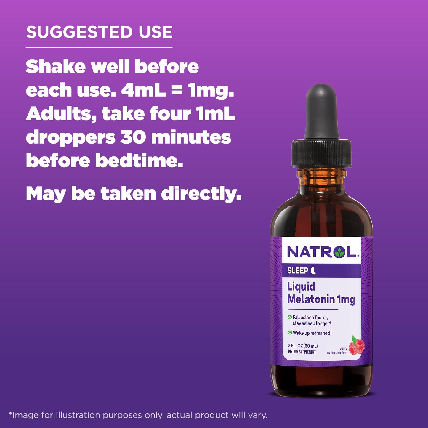 Pre-Order | Arrives in 5–10 Days – Natrol Liquid Melatonin 1mg, Berry-Flavored Dietary Supplement for Restful Sleep, 2 Fl Oz, 15 Servings