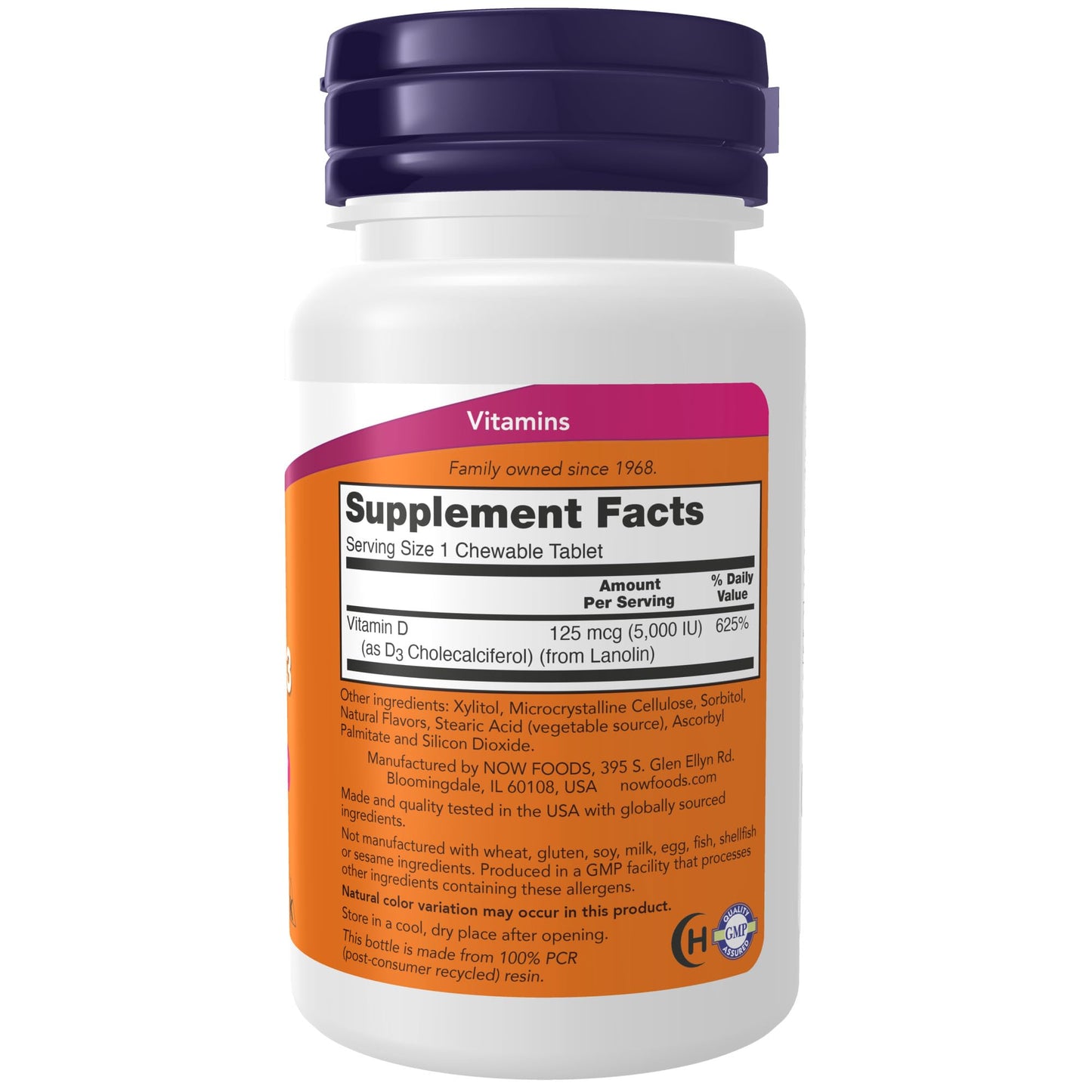 Pre-Order | Arrives in 5–10 Days – NOW Foods Supplements, Vitamin D-3 5,000 IU, Natural Mint Flavor, Structural Support*, 120 Chewables