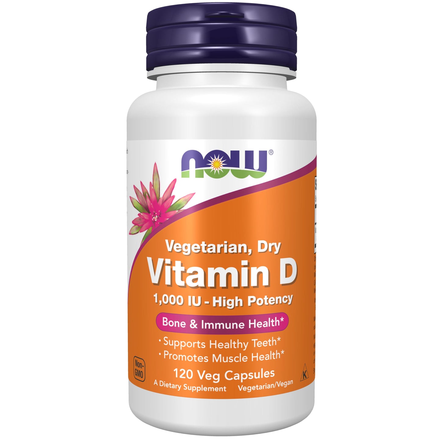 Pre-Order | Arrives in 5–10 Days – NOW Foods Supplements, Vitamin D 1,000 IU Dry, High Potency, Strong Bones*, Structural Support*, 120 Veg Capsules